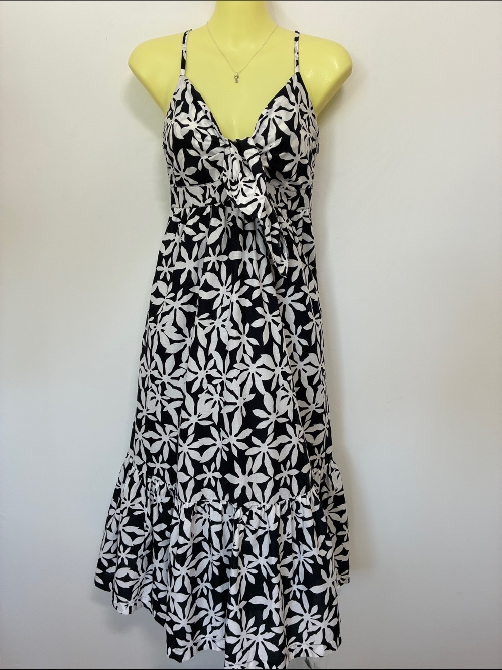 J. Crew Black & White Floral Tie-Front Maxi Dress Nwot Size 4